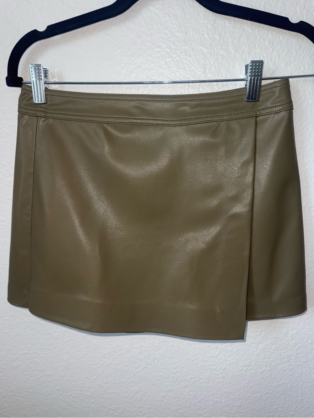 H&M Olive Green Faux Leather Mini Skirt